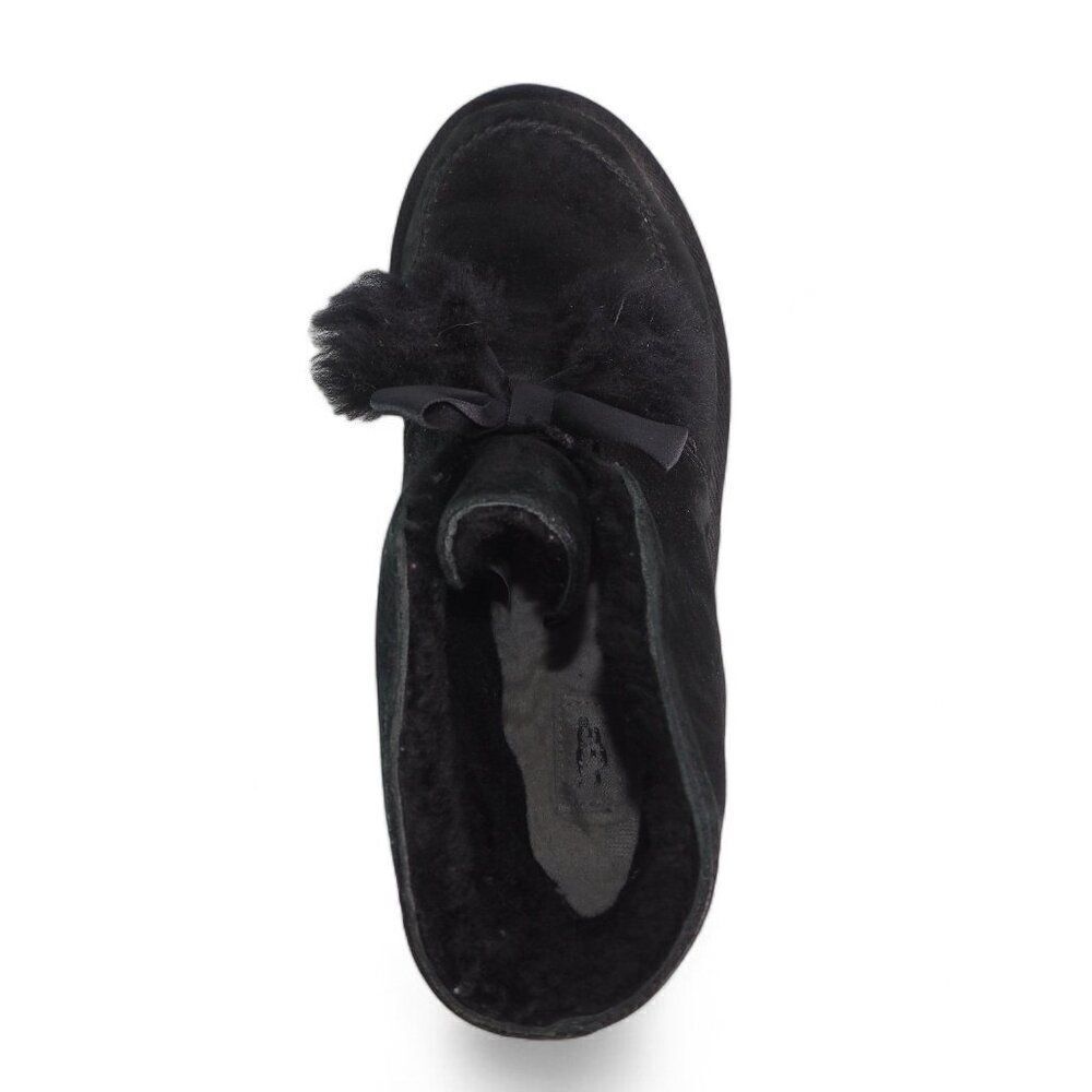 UGG Kallen Suede Moc‎ Toe Pom Pop Suede Ankle Booties Black 1017541 Women's 7 - Picture 9 of 12